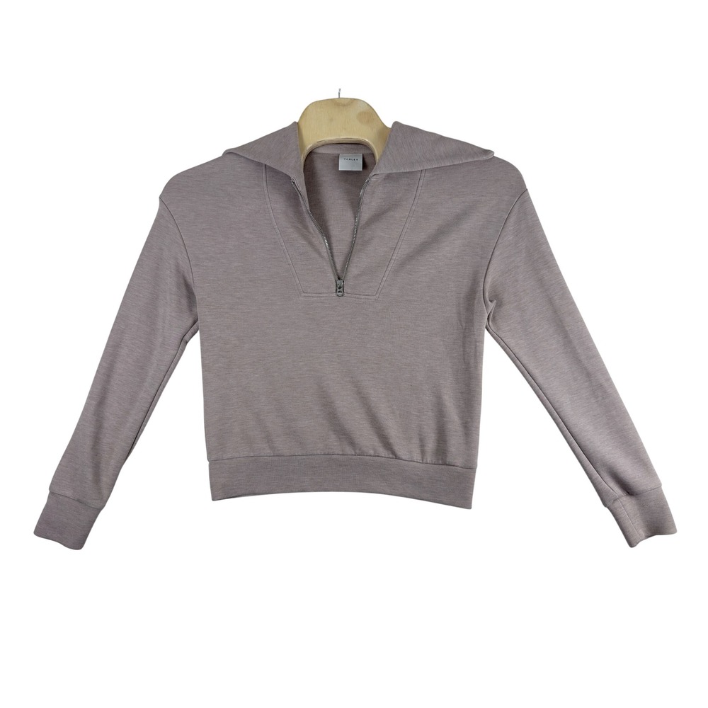 Varley Yates Half-Zip Sweat Pullover Beige Tan Women XS Oversized